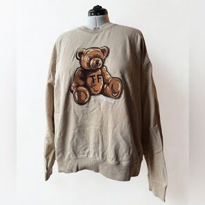 Teddy Fresh Teddy Bear Crewneck Sweatshirt Tan Oversized Streetwear 3XL